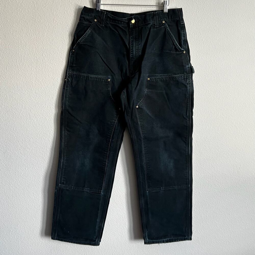 Carhartt B01 BLK faded black double knee work wear carpenter pants